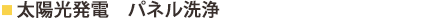 太陽光発電 パネル洗浄